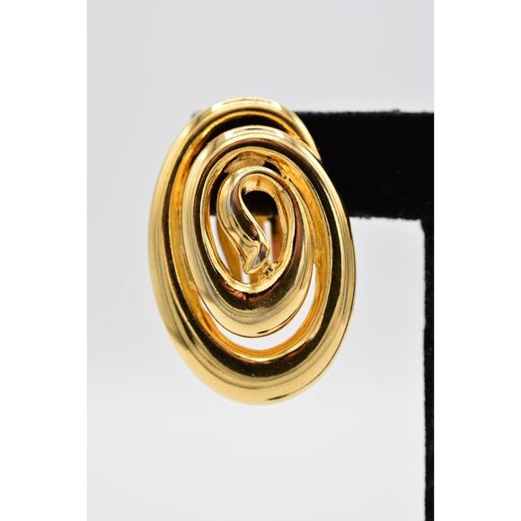 Fernando Originals Vintage Clip Earrings Chunky Gold Tone FO Signed 1980s BinAI - Picture 6 of 12